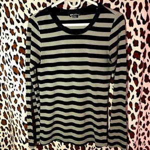 Black and Gray Long Sleeve Stripped Shirt